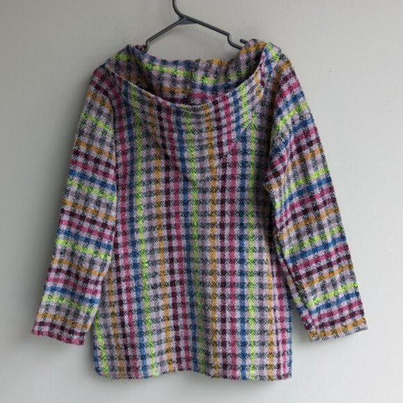 Neon rainbow Baja hippie boho beach surf hoodie with geometric print - Picture 3 of 3